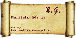 Malitsky Géza névjegykártya